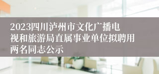 2023四川泸州市文化广播电视和旅游局直属事业单位拟聘用两名同志公示