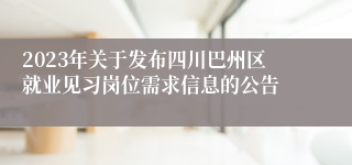 2023年关于发布四川巴州区就业见习岗位需求信息的公告