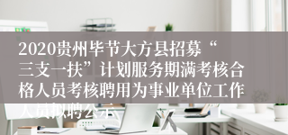 2020贵州毕节大方县招募“三支一扶”计划服务期满考核合格人员考核聘用为事业单位工作人员拟聘公示