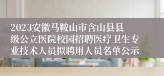 2023安徽马鞍山市含山县县级公立医院校园招聘医疗卫生专业技术人员拟聘用人员名单公示