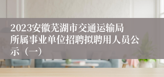 2023安徽芜湖市交通运输局所属事业单位招聘拟聘用人员公示（一）