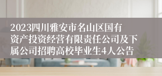 2023四川雅安市名山区国有资产投资经营有限责任公司及下属公司招聘高校毕业生4人公告