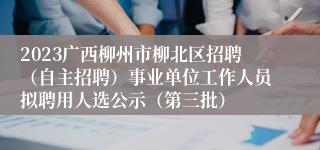2023广西柳州市柳北区招聘（自主招聘）事业单位工作人员拟聘用人选公示（第三批）