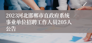 2023河北邯郸市直政府系统事业单位招聘工作人员205人公告