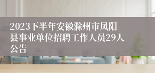 2023下半年安徽滁州市凤阳县事业单位招聘工作人员29人公告