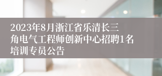 2023年8月浙江省乐清长三角电气工程师创新中心招聘1名培训专员公告