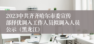 2023中共齐齐哈尔市委宣传部择优调入工作人员拟调入人员公示（黑龙江）