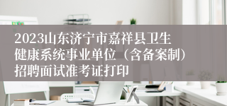 2023山东济宁市嘉祥县卫生健康系统事业单位（含备案制）招聘面试准考证打印