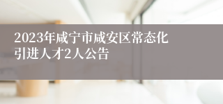 2023年咸宁市咸安区常态化引进人才2人公告