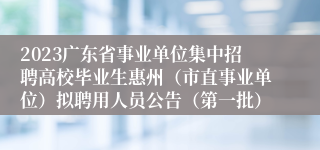 2023广东省事业单位集中招聘高校毕业生惠州（市直事业单位）拟聘用人员公告（第一批）