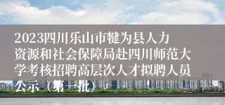 2023四川乐山市犍为县人力资源和社会保障局赴四川师范大学考核招聘高层次人才拟聘人员公示（第一批）