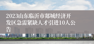 2023山东临沂市郯城经济开发区急需紧缺人才引进10人公告