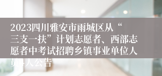 2023四川雅安市雨城区从“三支一扶”计划志愿者、西部志愿者中考试招聘乡镇事业单位人员4人公告