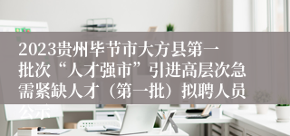 2023贵州毕节市大方县第一批次“人才强市”引进高层次急需紧缺人才（第一批）拟聘人员公示