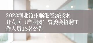 2023河北沧州临港经济技术开发区（产业园）管委会招聘工作人员15名公告