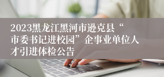 2023黑龙江黑河市逊克县“市委书记进校园”企事业单位人才引进体检公告