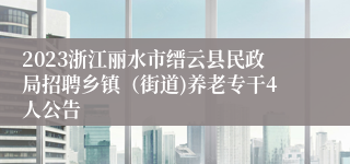 2023浙江丽水市缙云县民政局招聘乡镇（街道)养老专干4人公告