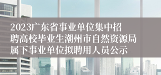 2023广东省事业单位集中招聘高校毕业生潮州市自然资源局属下事业单位拟聘用人员公示