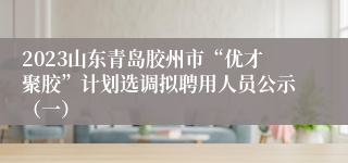 2023山东青岛胶州市“优才聚胶”计划选调拟聘用人员公示（一）
