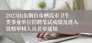 2023山东烟台市栖霞市卫生类事业单位招聘笔试成绩及进入资格审核人员名单通知