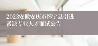 2023安徽安庆市怀宁县引进紧缺专业人才面试公告