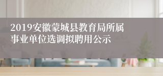 2019安徽蒙城县教育局所属事业单位选调拟聘用公示