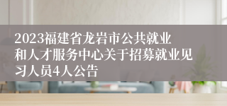 2023福建省龙岩市公共就业和人才服务中心关于招募就业见习人员4人公告