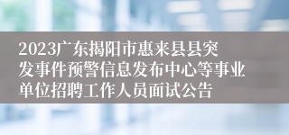 2023广东揭阳市惠来县县突发事件预警信息发布中心等事业单位招聘工作人员面试公告