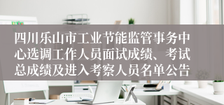 四川乐山市工业节能监管事务中心选调工作人员面试成绩、考试总成绩及进入考察人员名单公告