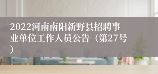 2022河南南阳新野县招聘事业单位工作人员公告（第27号）