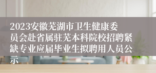 2023安徽芜湖市卫生健康委员会赴省属驻芜本科院校招聘紧缺专业应届毕业生拟聘用人员公示