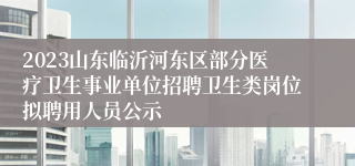 2023山东临沂河东区部分医疗卫生事业单位招聘卫生类岗位拟聘用人员公示