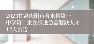 2023甘肃庆阳市合水县第一中学第二批次引进急需紧缺人才12人公告