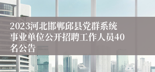 2023河北邯郸邱县党群系统事业单位公开招聘工作人员40名公告