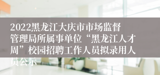 2022黑龙江大庆市市场监督管理局所属事单位“黑龙江人才周”校园招聘工作人员拟录用人员公示