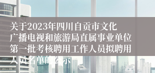 关于2023年四川自贡市文化广播电视和旅游局直属事业单位第一批考核聘用工作人员拟聘用人员名单的公示