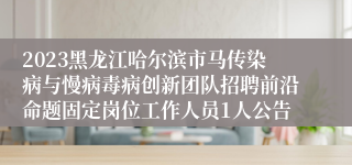 2023黑龙江哈尔滨市马传染病与慢病毒病创新团队招聘前沿命题固定岗位工作人员1人公告