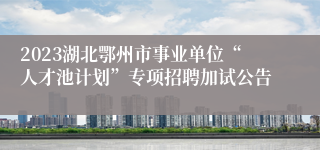 2023湖北鄂州市事业单位“人才池计划”专项招聘加试公告