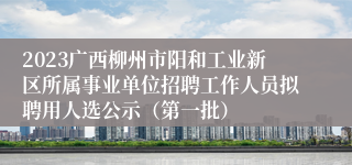 2023广西柳州市阳和工业新区所属事业单位招聘工作人员拟聘用人选公示（第一批）