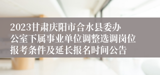 2023甘肃庆阳市合水县委办公室下属事业单位调整选调岗位报考条件及延长报名时间公告