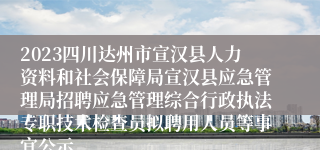 2023四川达州市宣汉县人力资料和社会保障局宣汉县应急管理局招聘应急管理综合行政执法专职技术检查员拟聘用人员等事宜公示