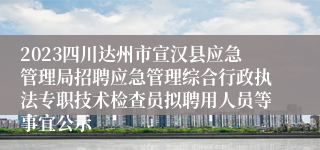 2023四川达州市宣汉县应急管理局招聘应急管理综合行政执法专职技术检查员拟聘用人员等事宜公示