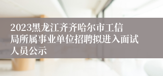 2023黑龙江齐齐哈尔市工信局所属事业单位招聘拟进入面试人员公示