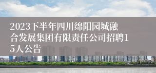 2023下半年四川绵阳园城融合发展集团有限责任公司招聘15人公告