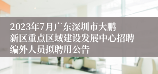 2023年7月广东深圳市大鹏新区重点区域建设发展中心招聘编外人员拟聘用公告