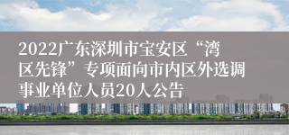 2022广东深圳市宝安区“湾区先锋”专项面向市内区外选调事业单位人员20人公告