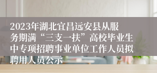 2023年湖北宜昌远安县从服务期满“三支一扶”高校毕业生中专项招聘事业单位工作人员拟聘用人员公示