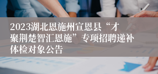 2023湖北恩施州宣恩县“才聚荆楚智汇恩施”专项招聘递补体检对象公告