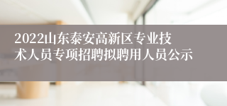 2022山东泰安高新区专业技术人员专项招聘拟聘用人员公示