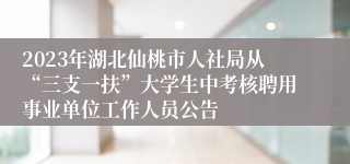 2023年湖北仙桃市人社局从“三支一扶”大学生中考核聘用事业单位工作人员公告